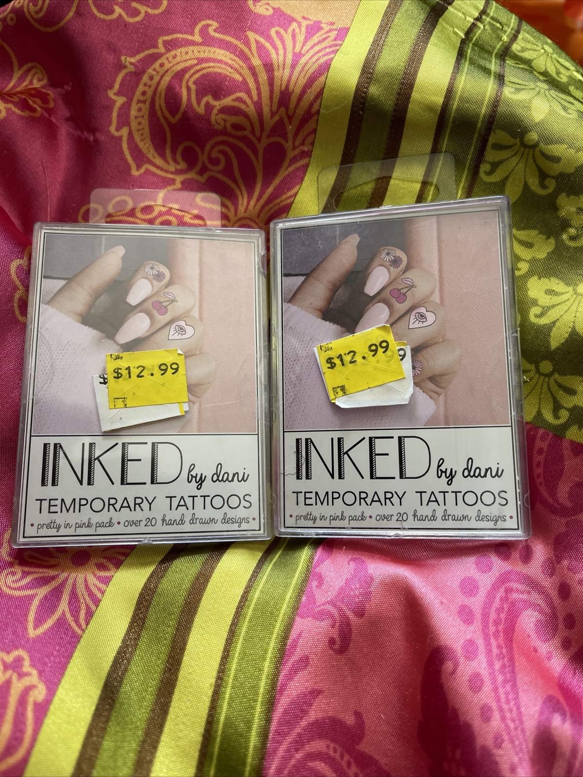Lot Of 2 One Size Fits Most Womens The Pretty In Pink Temporary Tattoo Pack