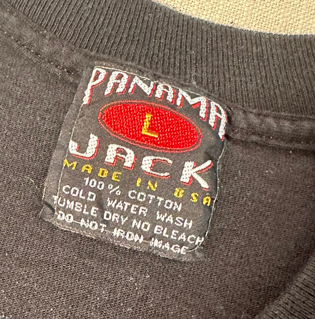 Vintage Panama Jack Florida Ladies Large Short Sleeve Black Floral T Shirt