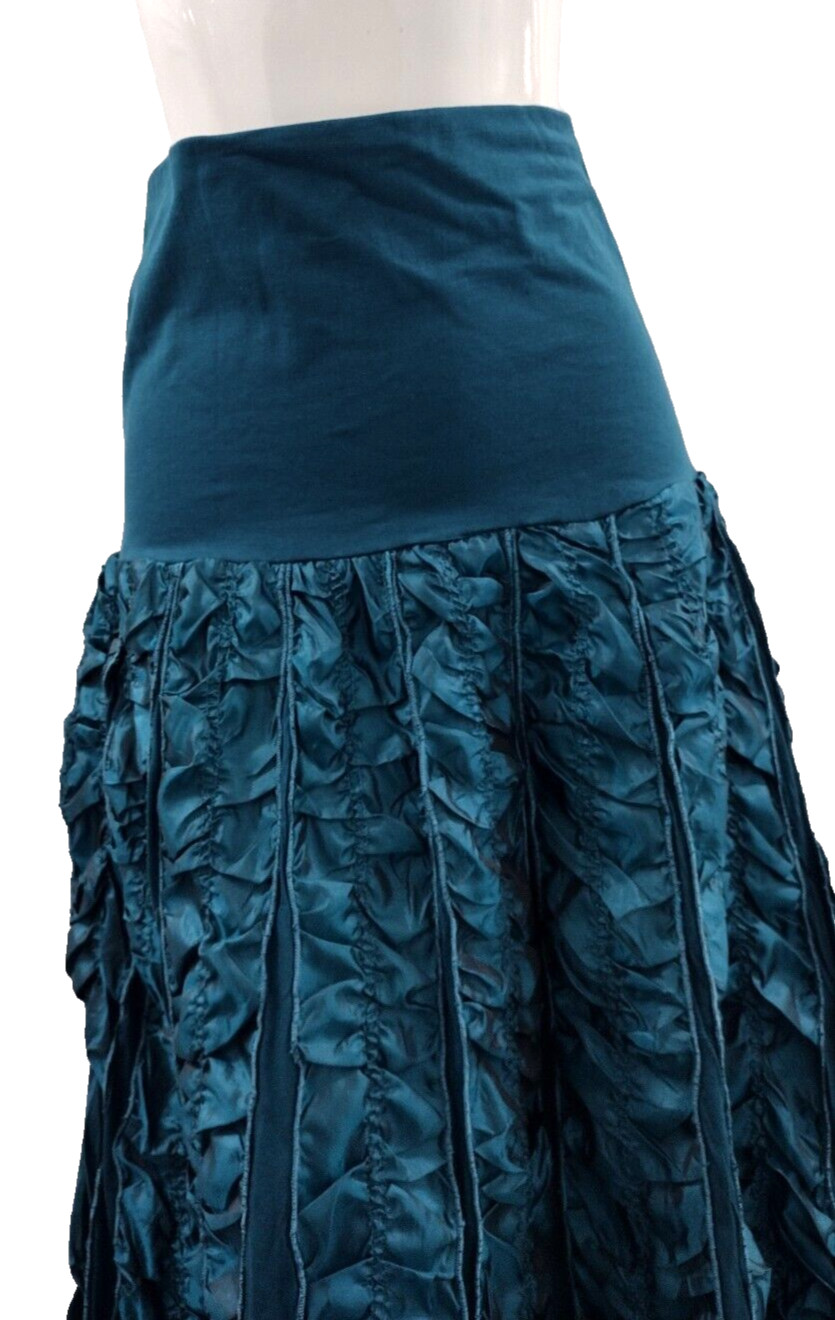 Vintage Grunge Teal Draped Skirt Midi Goth Lycra Stretch Zashi India New 90s