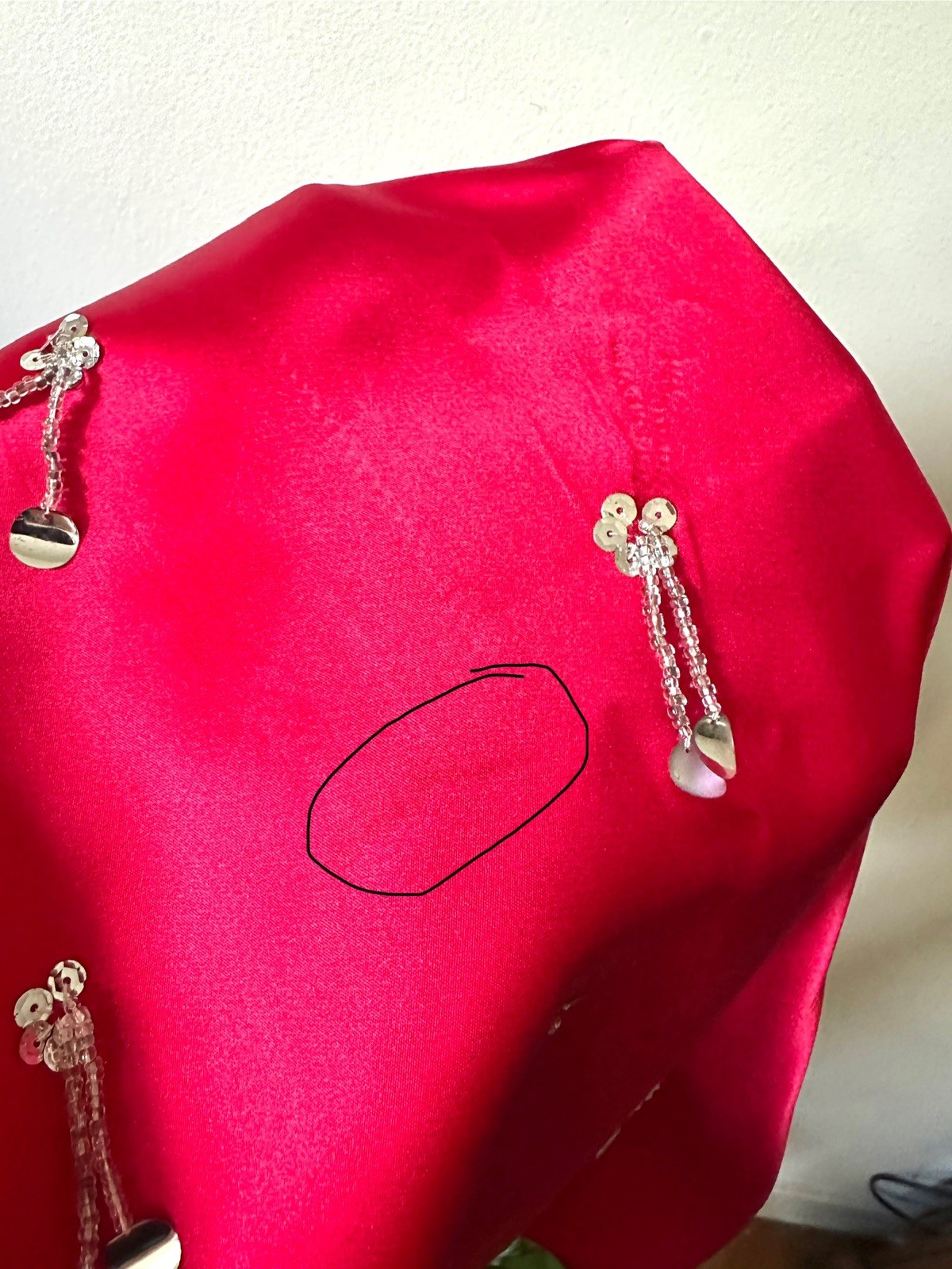 Stunning 1950’s Chinese Red Pencil Dress With Silver Embellishments, XS/S