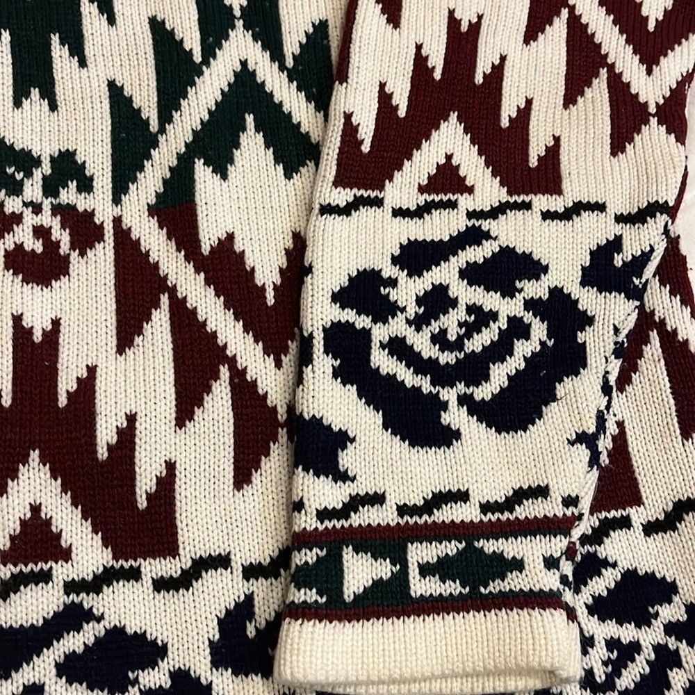 Gorgeous Vintage JC & Lewis New York Aztec & Rose Knit Mock Turtleneck Sweater
