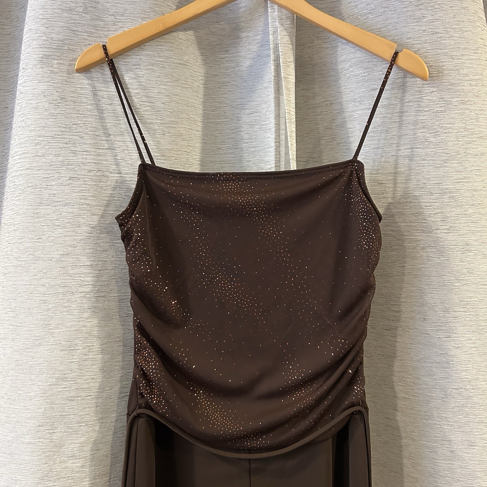 Vintage Trixxi Glitter Jumpsuit Brown Size 5 Made In USA