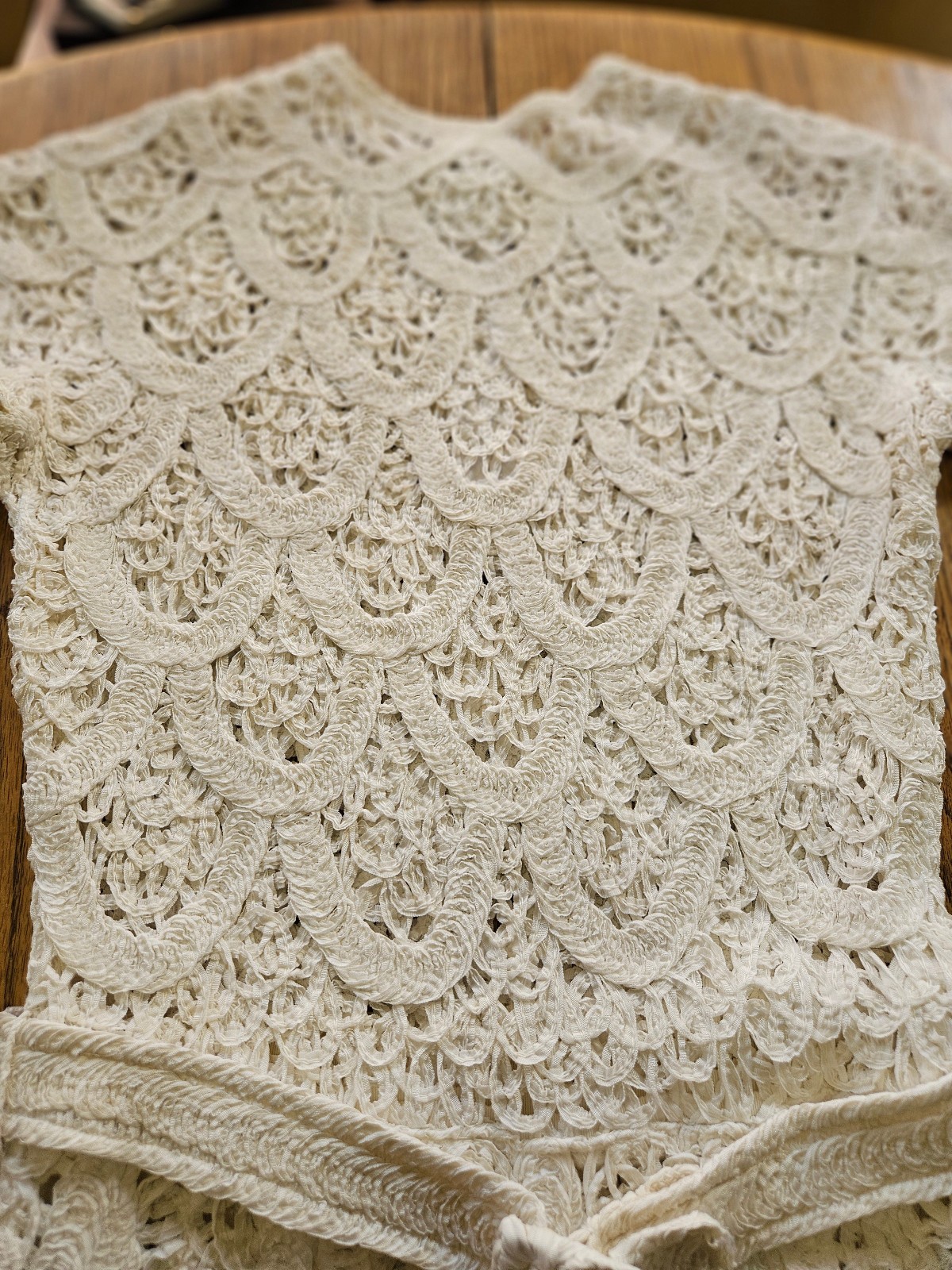 Vtg Glengyle Cream Sheath Crochet Lace Dress Scallop Pattern Small Petite?