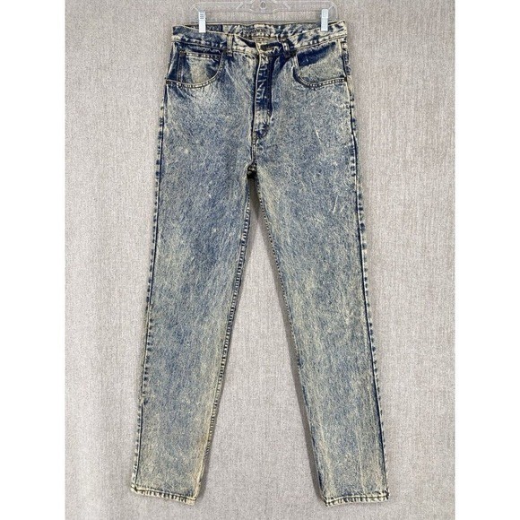 Jordache Vintage High Rise Acid Wash Straight Leg Jeans Size 34 Blue Cotton