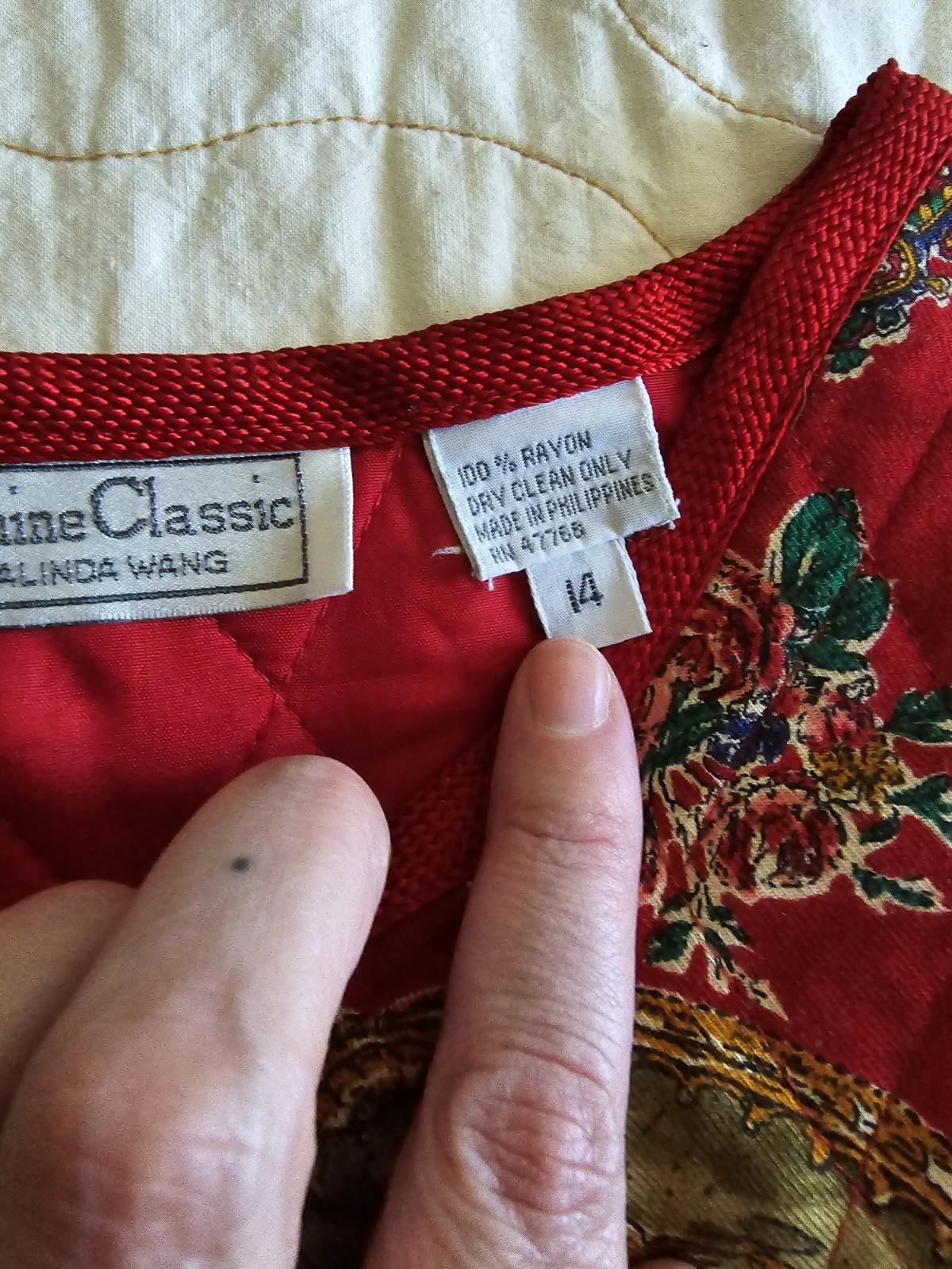 Vintage Galinda Wang Le Chine Classic Floral Hunting Jacket Womens Large 80s 90s