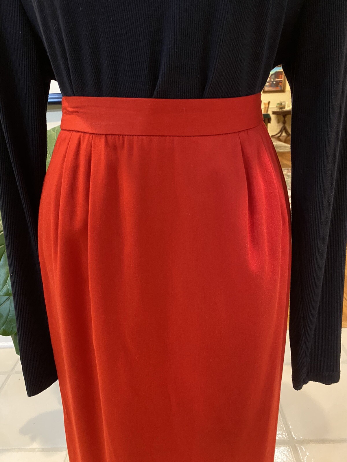Gilmor Vintage Red Pencil Skirt Lined Elastic Sides Classy Sz 10