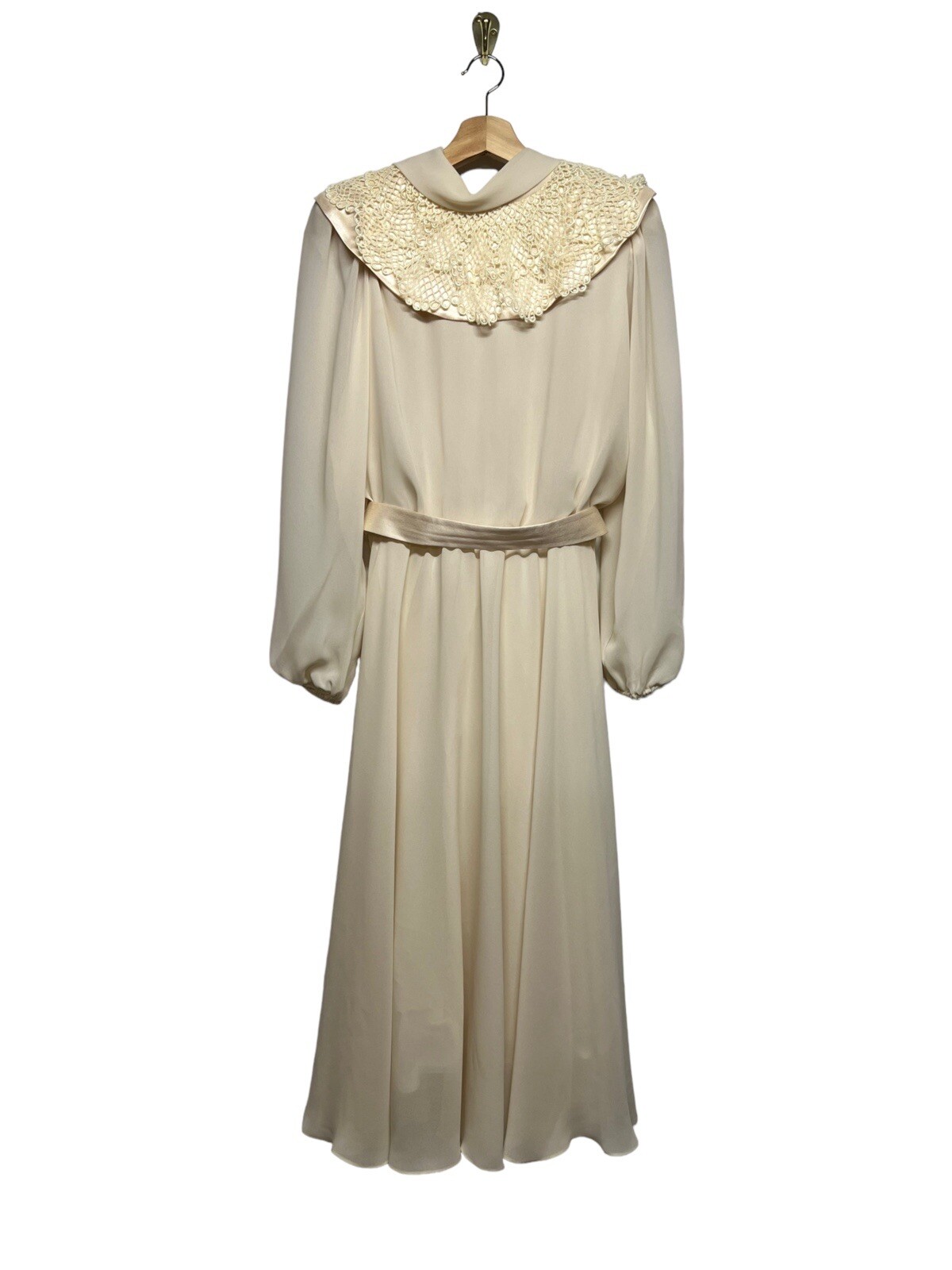 VINTAGE 1970s URSULA OF SWITZERLAND Cream Belted Midi Dress