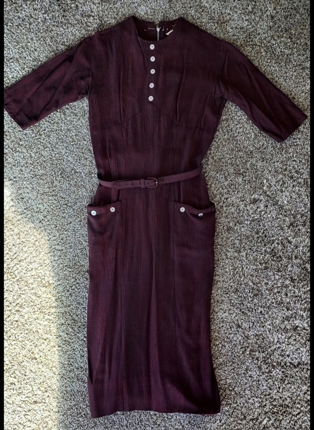 Tenna Paige Fashions Belted Teenage Womens Red Vintage Dress