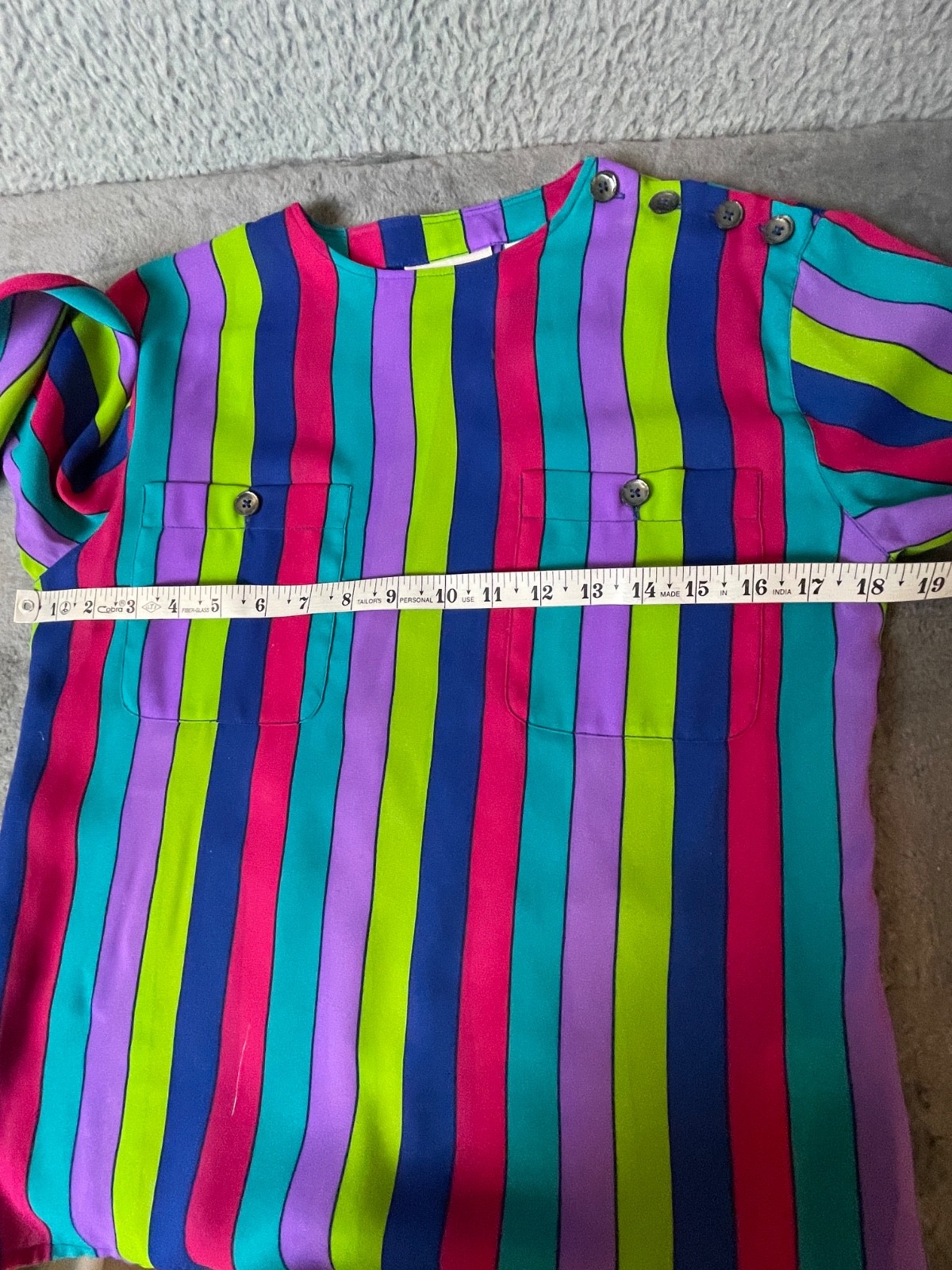 Vintage Liz Claiborne Blouse Top Womens Petites 2 Colorful Striped Secretary VTG