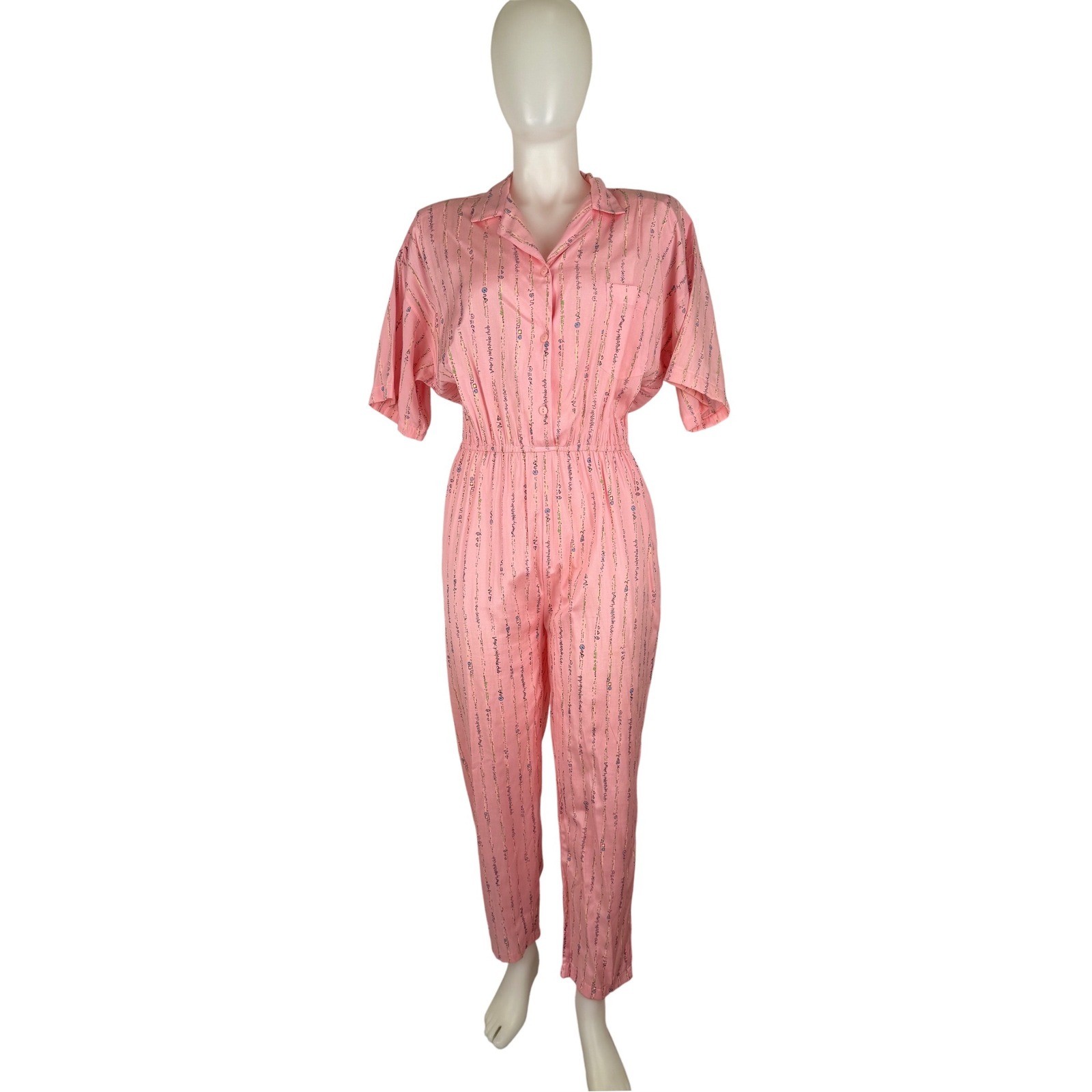 Beverly Hills VTG 80S Polo Club Vintage Pink Jumpsuit Short Sleeve SZ M (FLAWS