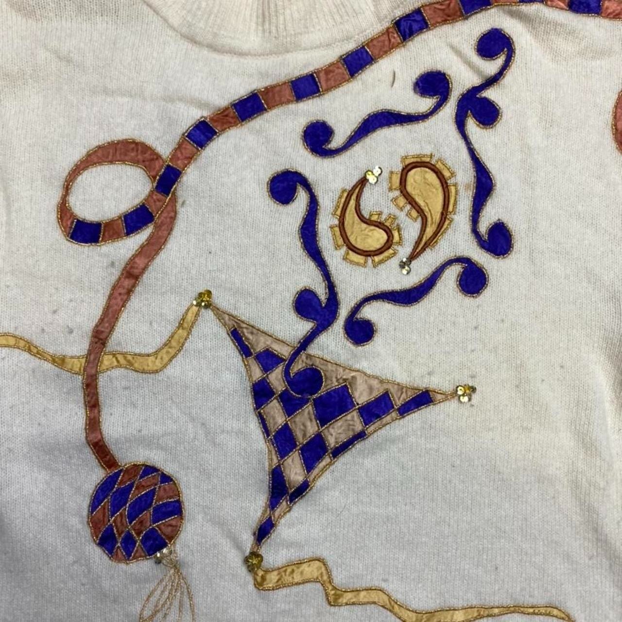 Vintage 80’s Abstract Jumper M/L 12 14 16 Embroidered Embellished True Retro