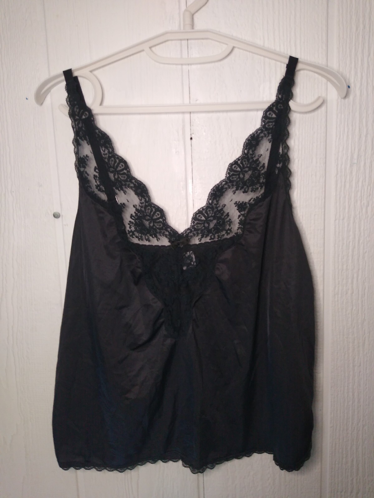 Vtg Enhance By Bestform Camisole Women’s 38 Black Antron Nylon Lace Lingerie Top