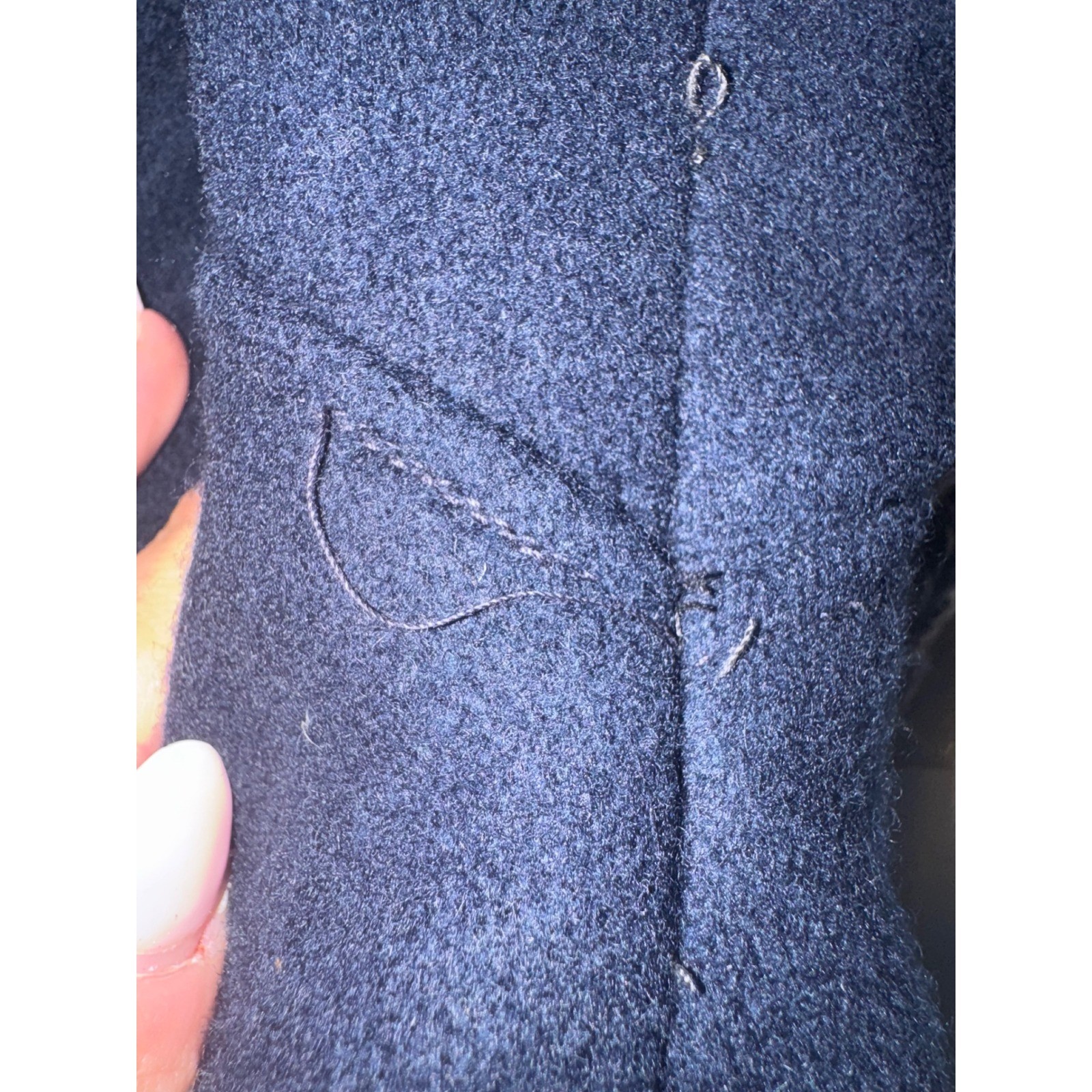 Stephanie Mathews Wool Coat Women Navy Blue Vintage Made in Argentina Size 10