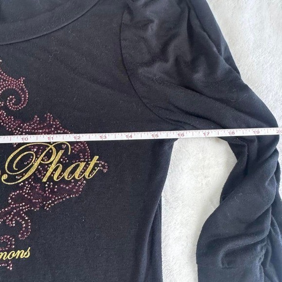 Baby Phat graphic rhinestone babydoll 3/4 rouge sleeve top y2k vintage mcbling