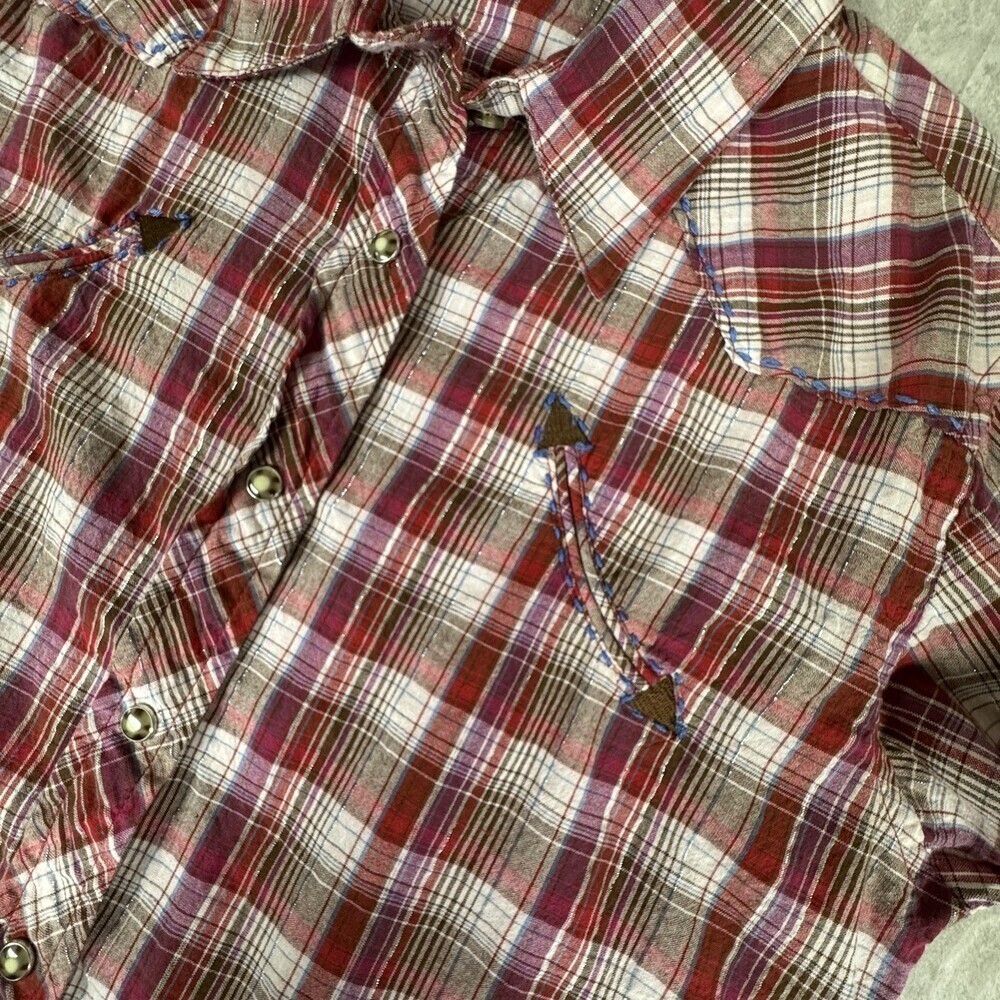Walls VTG Ranch Wear Western Shirt Womens Cowgirl Pearl Snap Up Red Rodeo M