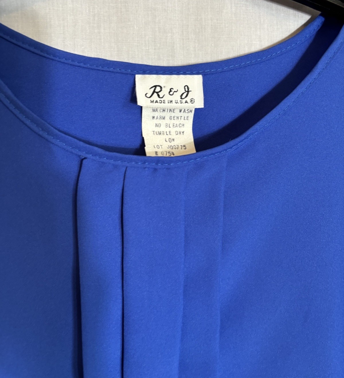 VINTAGE 90’s 80’s Y2K R&J BLUE PLEATED SHORT CAP SLEEVE BLOUSE SIZE 12