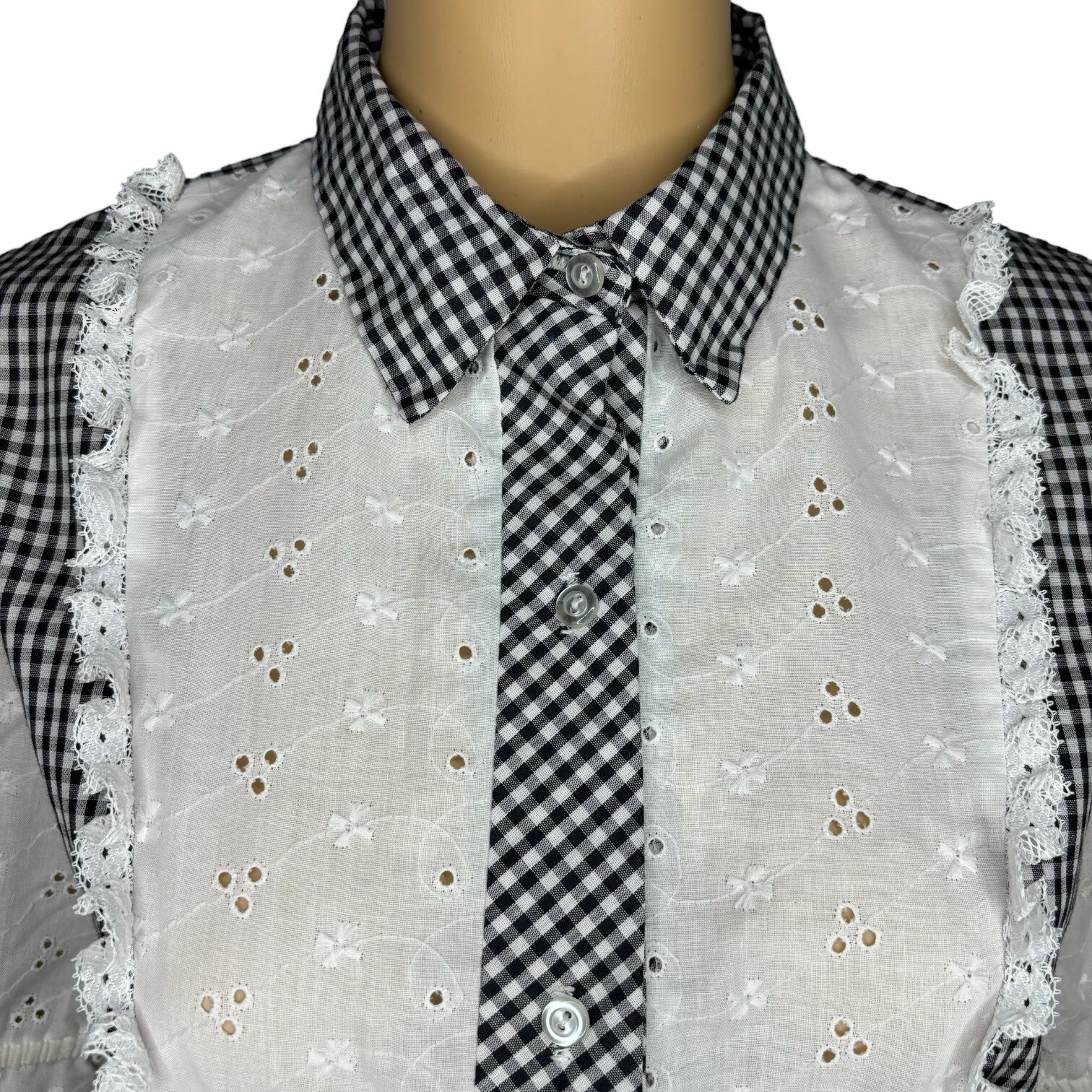 JERI BEE Western Prairie Square Dance Blouse & Skirt Gingham Womens Size M