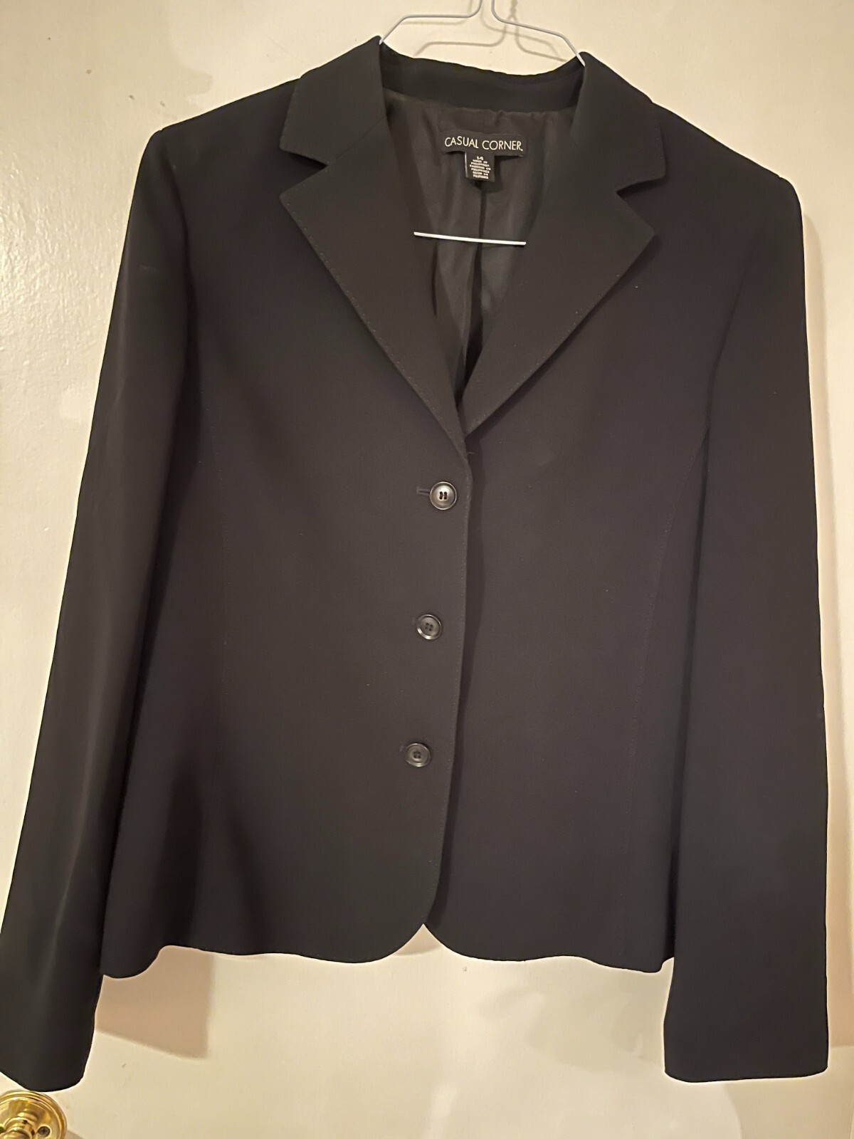 Casual Corner Blazer Black Size 14 Light Triacetate Lined No pockets