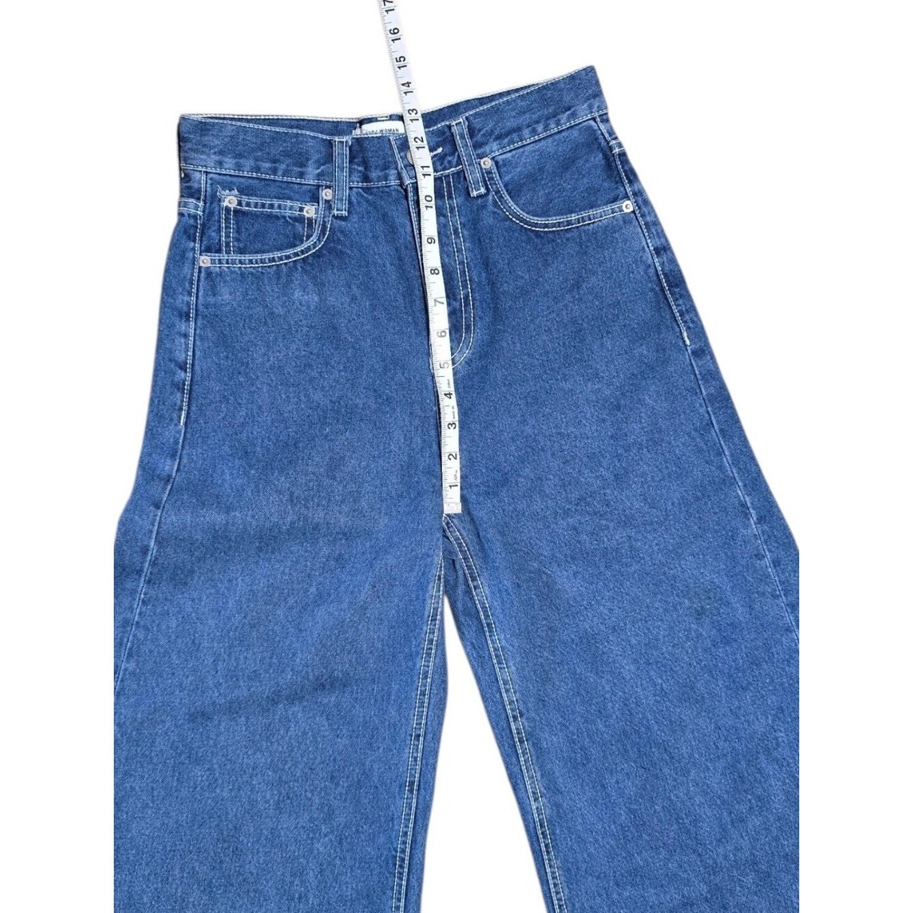 Zara Jeans Women Size 6 Dark Blue Wash Premium The Vintage High-Rise Flare Jeans