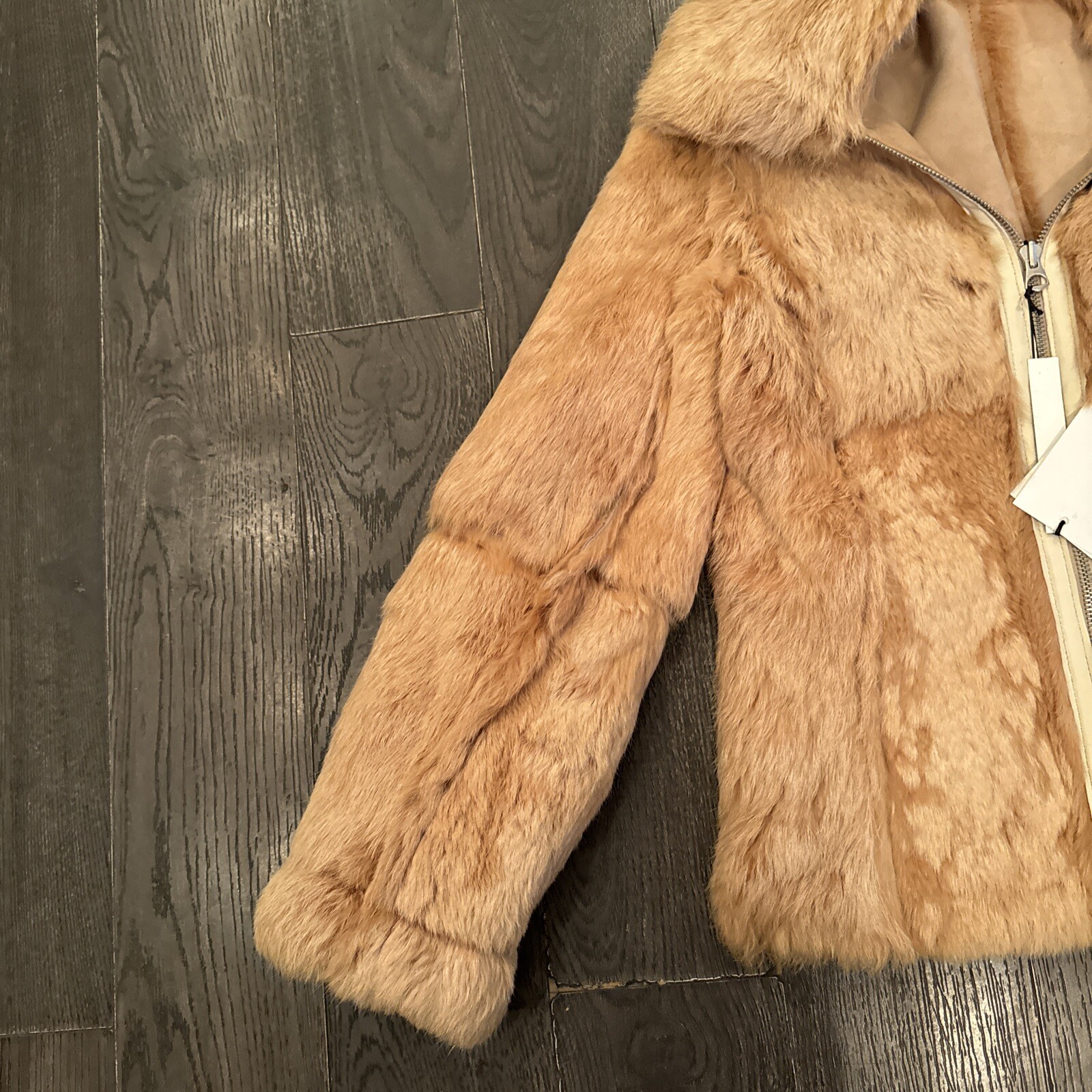 NWT Suede Leather Shearling Jacket Women Size XS Possibly Reversible