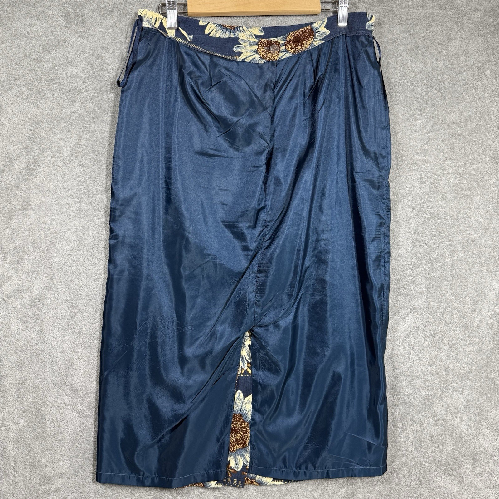 Rena Rowan for Saville Sunflower Blue Hawaiian Button Down Blouse Skirt Size 16
