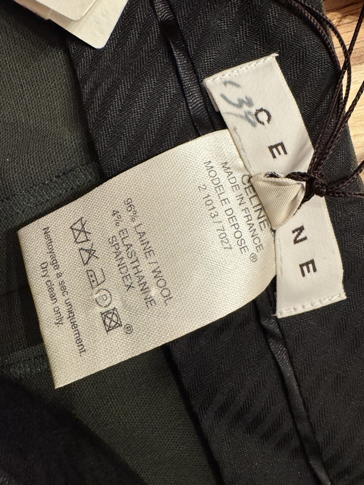 deadstock vintage Celine Pants Office Formal Olive Green 44 Waist 32 in