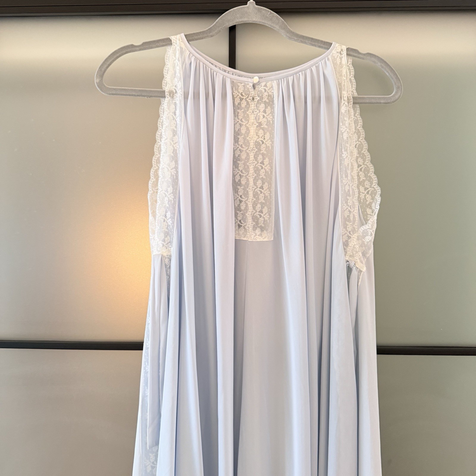 Vintage Eve Stillman Nightgown Blue Lace Nylon Open Side Gown One Size Lingerie