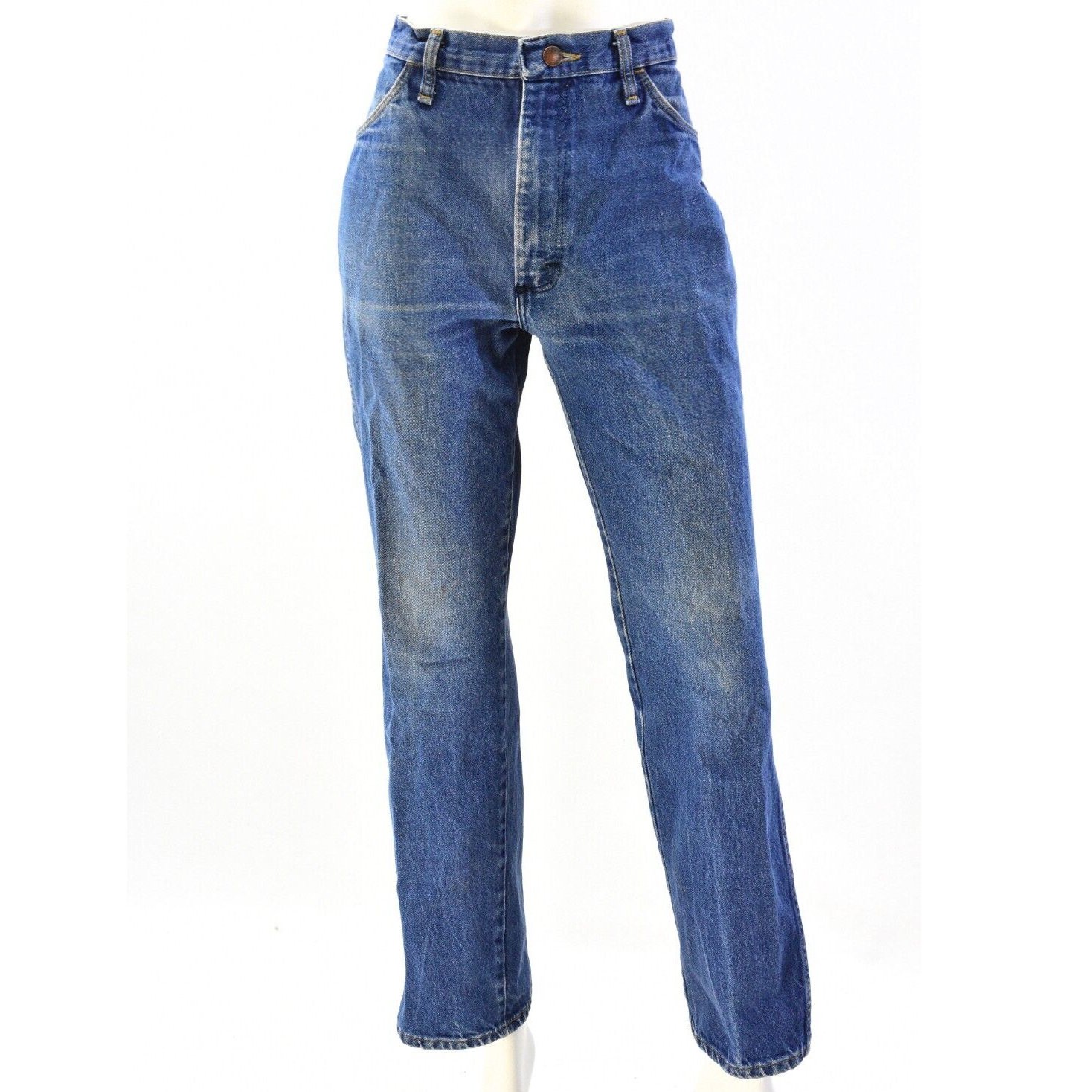 80s Vintage Rustler Jeans Medium Stone Wash Straight Leg High Waist Womens 16
