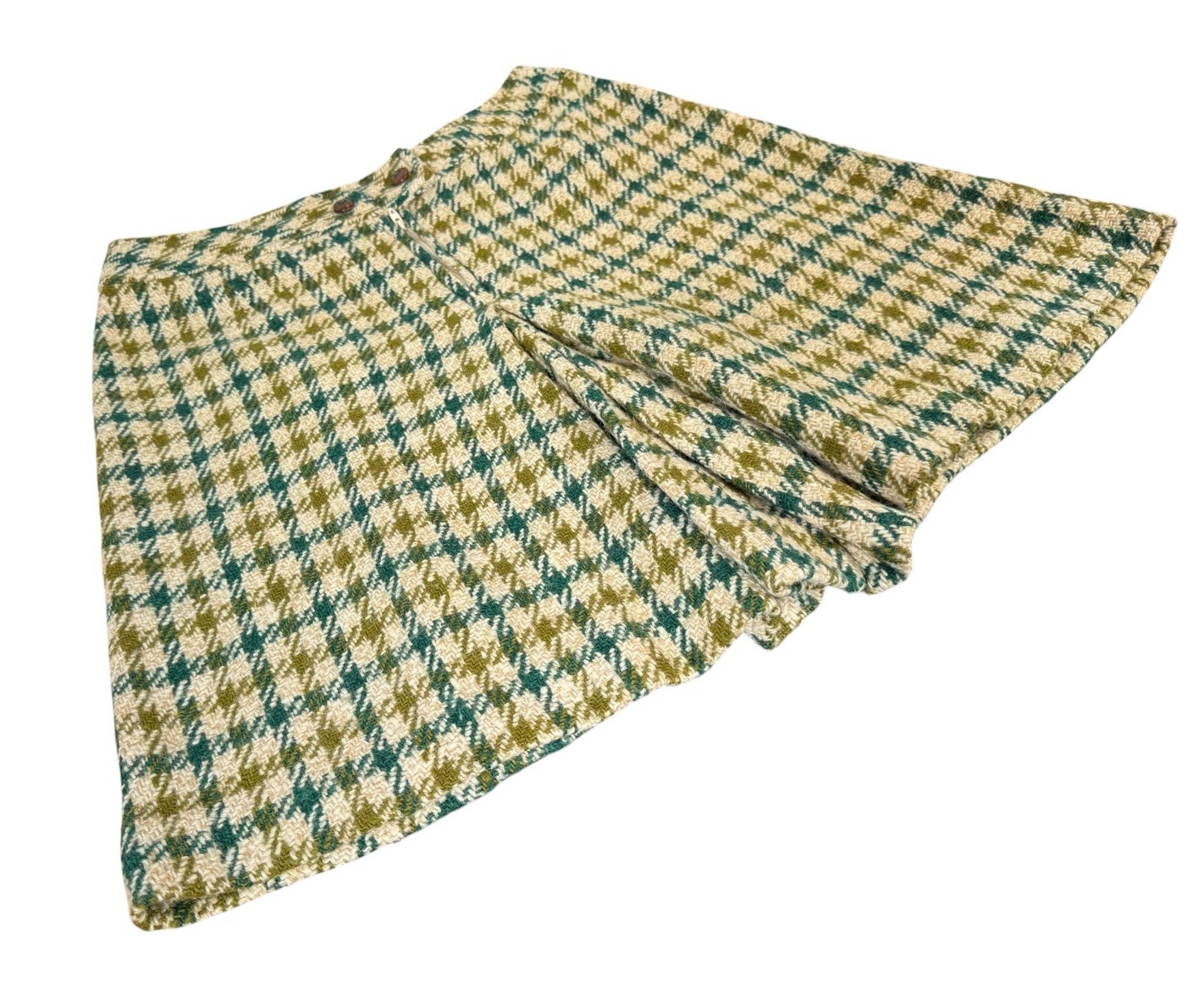 Vintage 70s Tami A Line Skirt Tweed Houndstooth Plaid Knit Wool Academic Preppy