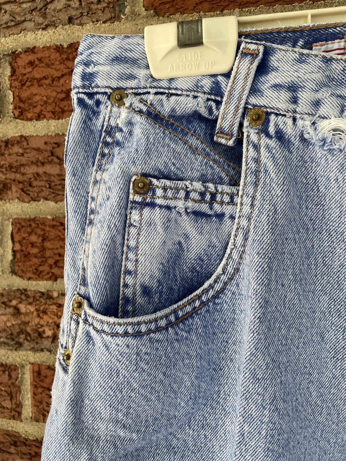 Vintage Zena 90s Y2K High Waist Denim Distressed Tapered Blue Mom Jeans 26 Waist