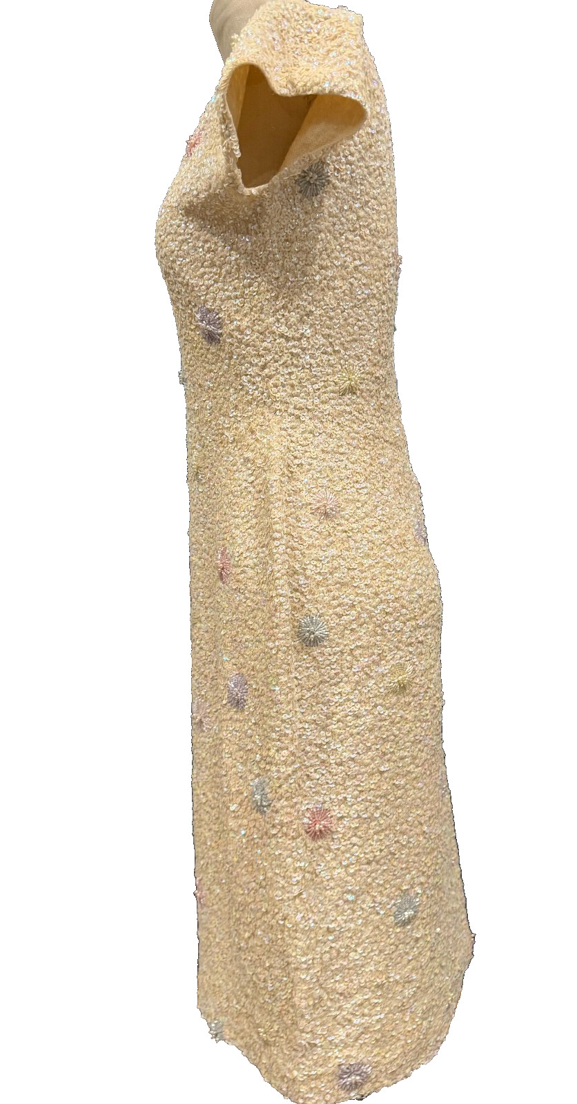 Premium Vintage Fran La Bianca 1950’s Pastel Beaded & Sequined Evening Dress