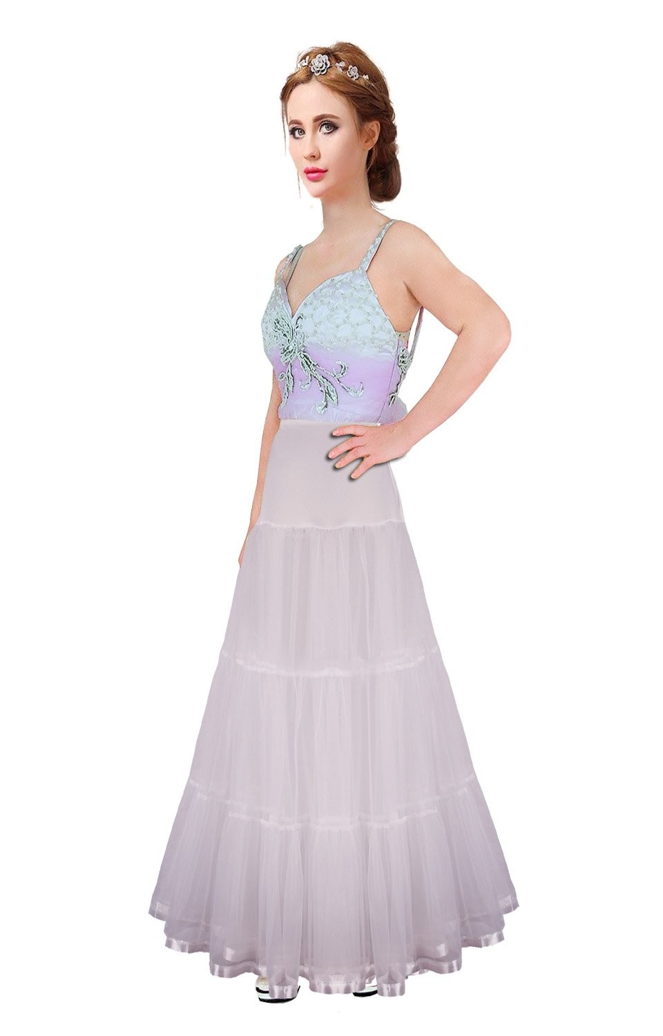 Women’s Floor Length Wedding Petticoat Long Underskirt Formal Dress XL-3XL Ivory