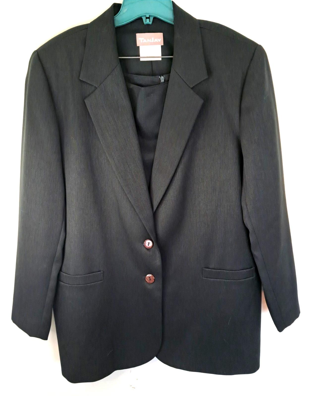 Vtg 90s Tan Jay 2-pc Skirt Suit Women’s 18 Dark Forest Green Office