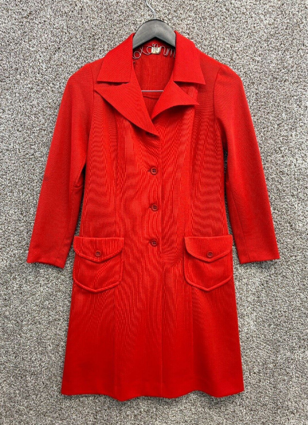 Muoti Herrala Oy Red Vintage Dress 1/2 Button Down Long Sleeve Women’s Size 36