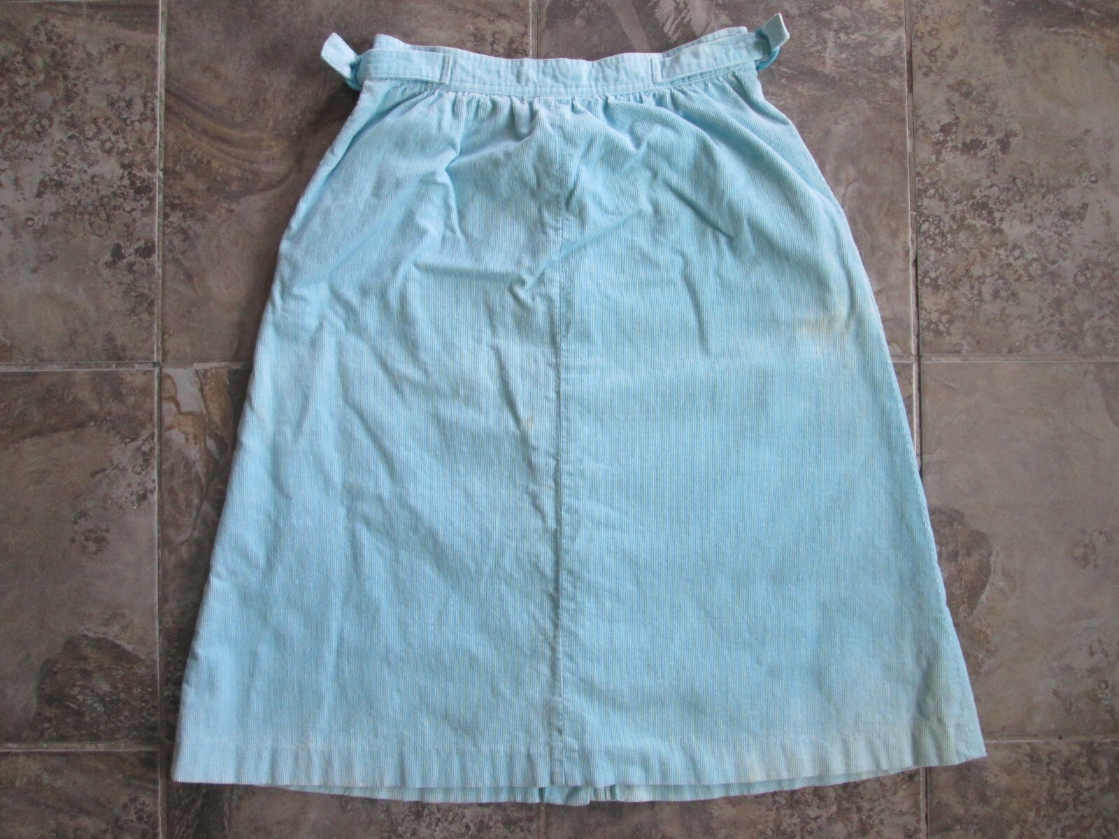 Vintage Hunter’s Glen Skirt 27″ Waist Snap Button Down Mint Blue A-Line Corduroy