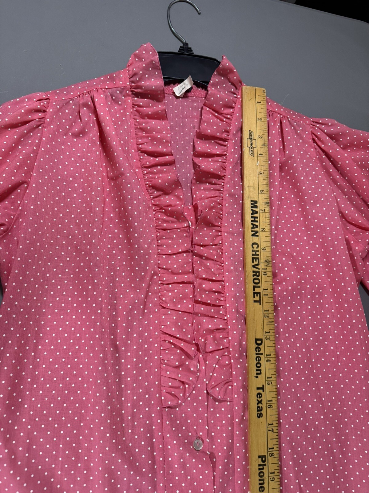 Vtg 70s Pink Polkadot Blouse & Skirt Little House Creations Carefree Creations
