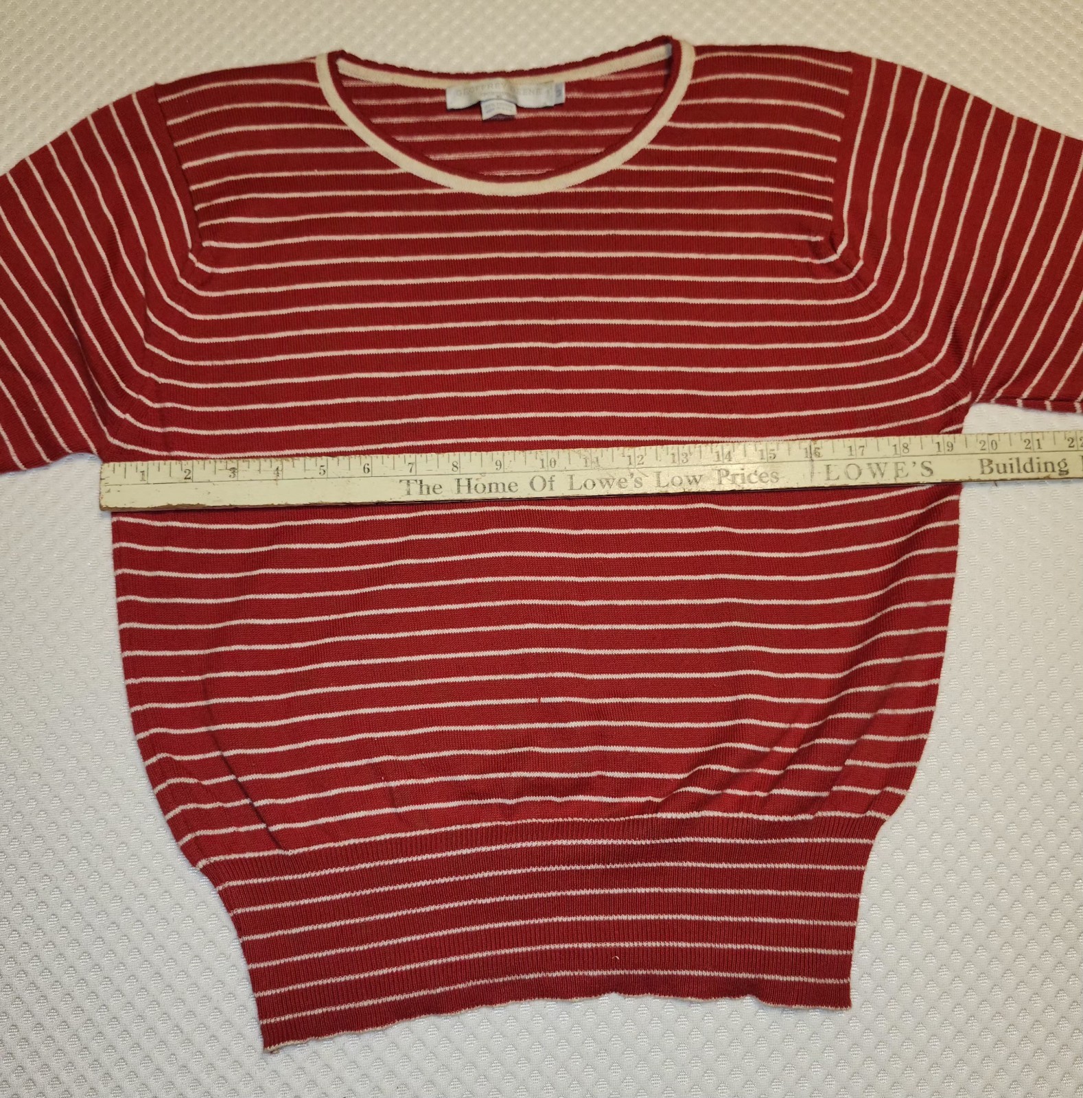 Vintage Geoffrey Beene Sportswear 100% Cotton M Knit Blouse Red White Stripe…