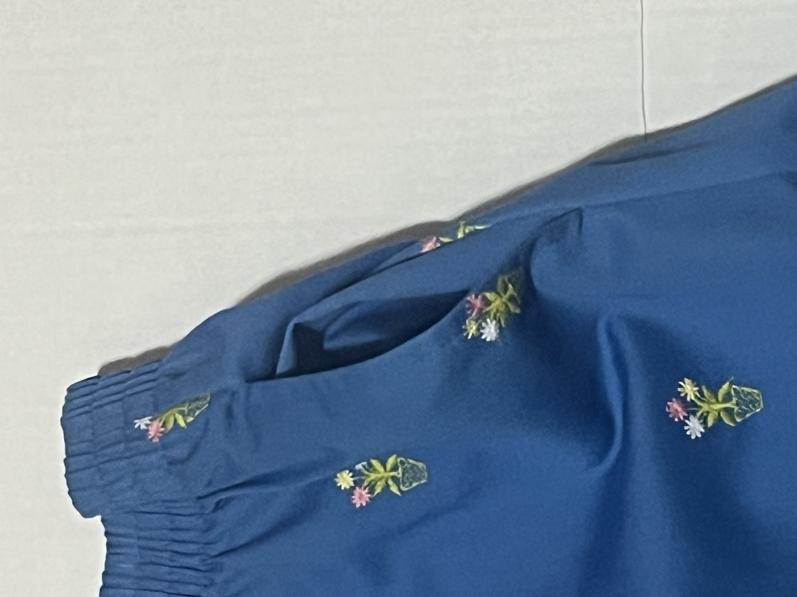 Vtg David Brooks Plant Flower Embroidered Long Skirt Blue Size 14 Cottagecore