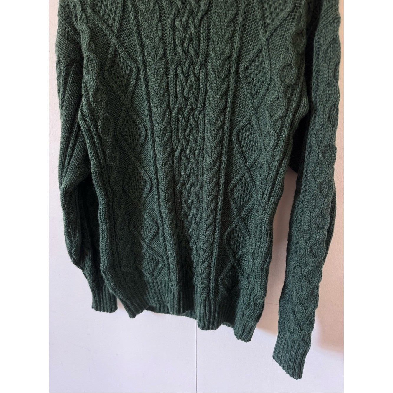 Vintage Wool Fisherman Sweater Blarney Woolen Mills Forrest Green Medium READ