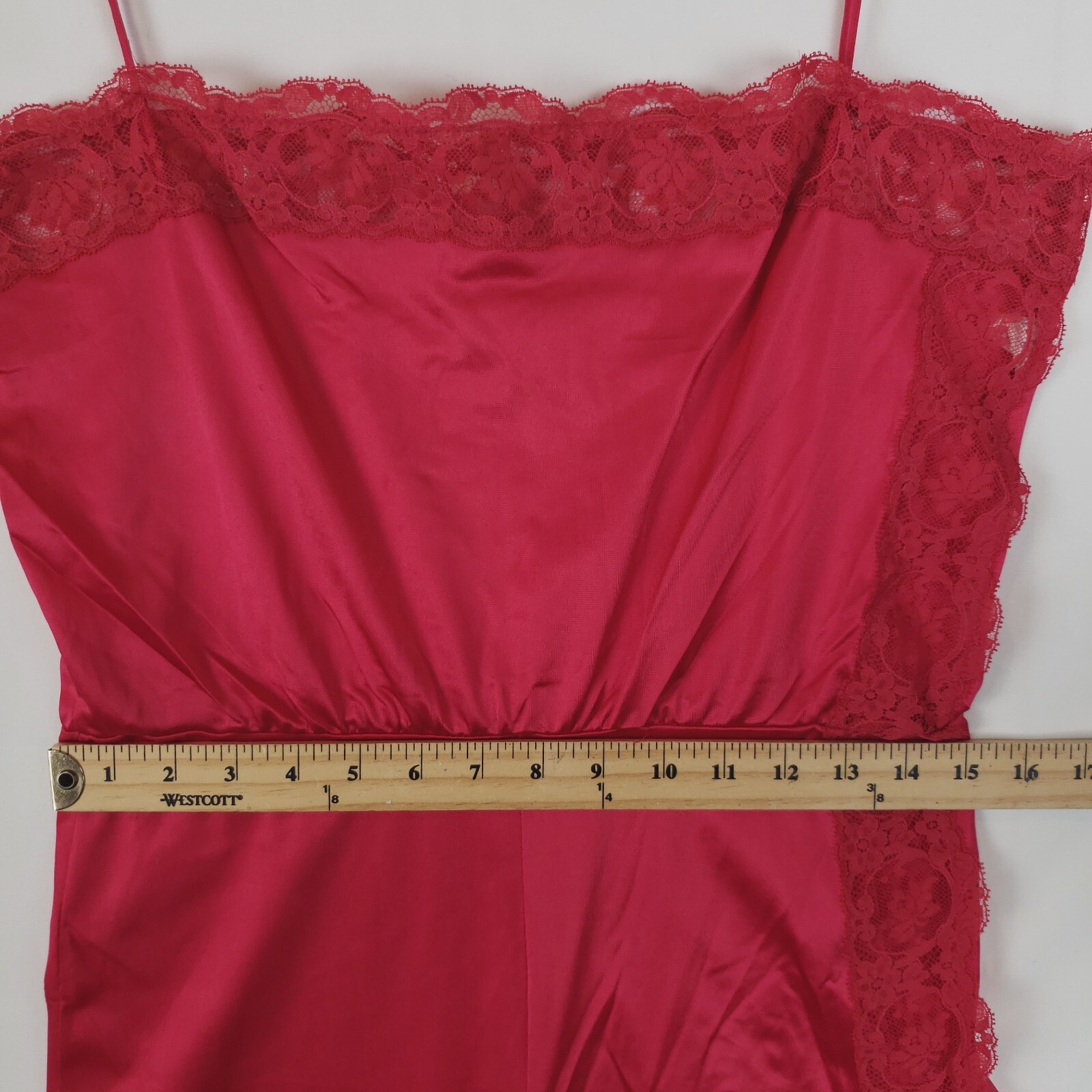 Vintage Olga Romper Womens Small Red 100% Nylon Lace Trim Spaghetti Straps *Flaw