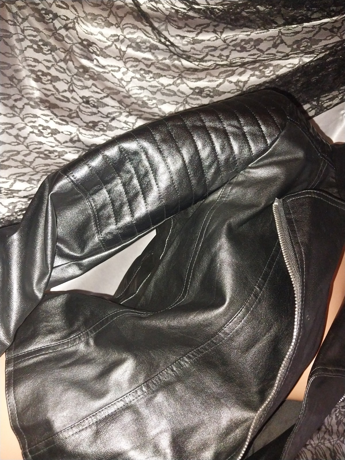 VTG PVC RUBBA CAFE JACKET SHORTY CROPPED HIPSTER SHINY SOFTY NOS S/34″ SPACEAGE