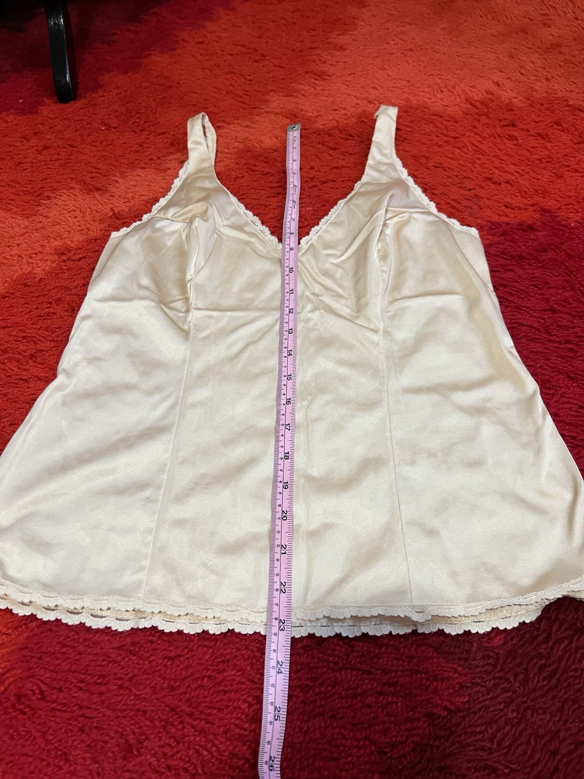 Vtg Kayser Camisole Beige Nude Lace Slip Feminine Coquette 36 USA Made Nice!