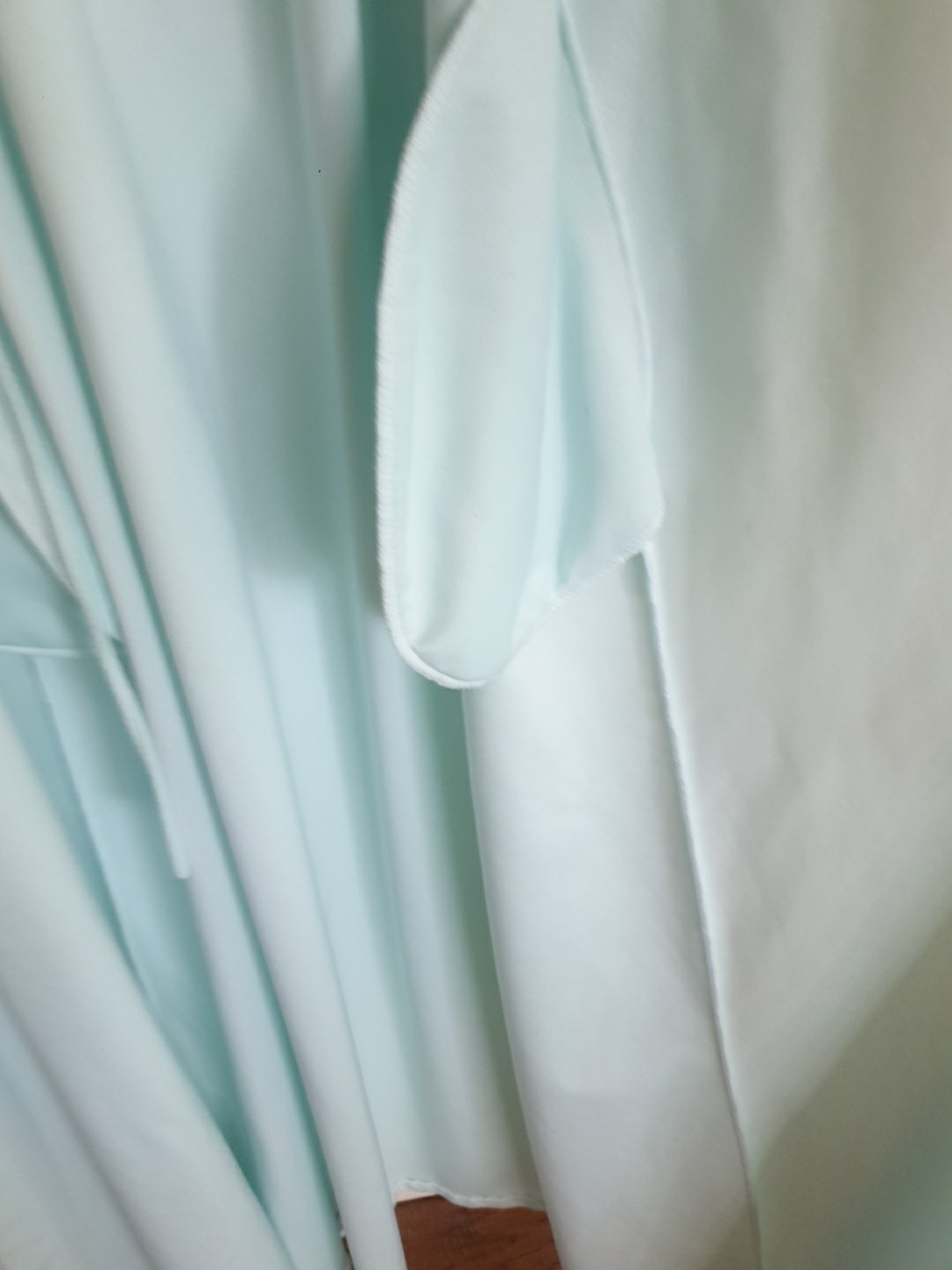 Vtg 80s Miss Elaine Nightgown Full Sweep Robe Sea foam Green Size-M