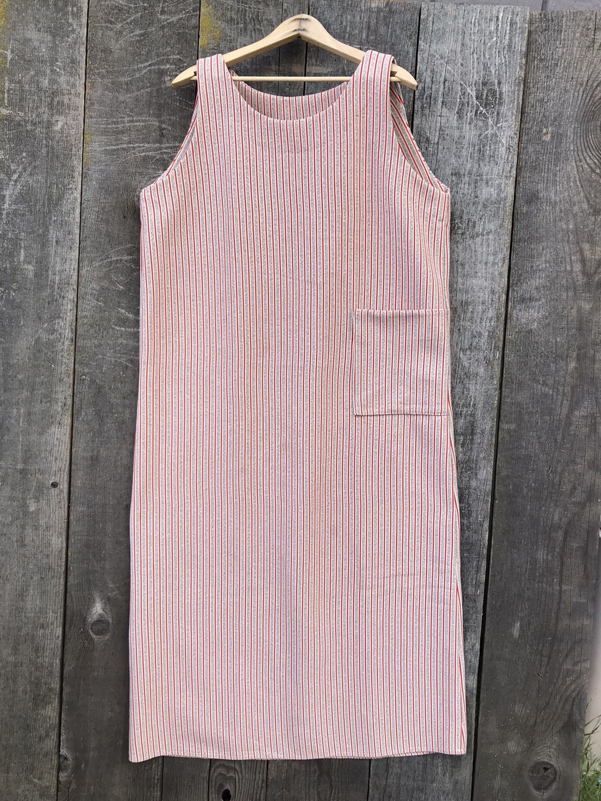 Vintage 70s-80s Handmade Striped Casual Sleeveless Shift Maxi Dress 1-2X
