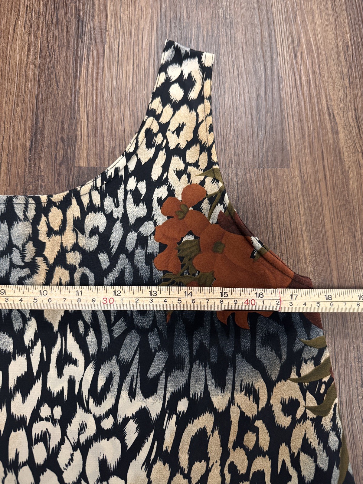 Vintage 90s Grunge Floral Leopard Print Sleeveless Dress Size Medium Made in USA