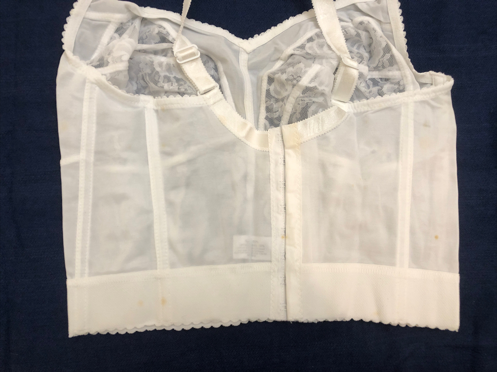 LONG LINE BRA VINTAGE LINGERIE 36 F STRETCH BRA Pin Up White New With Tags