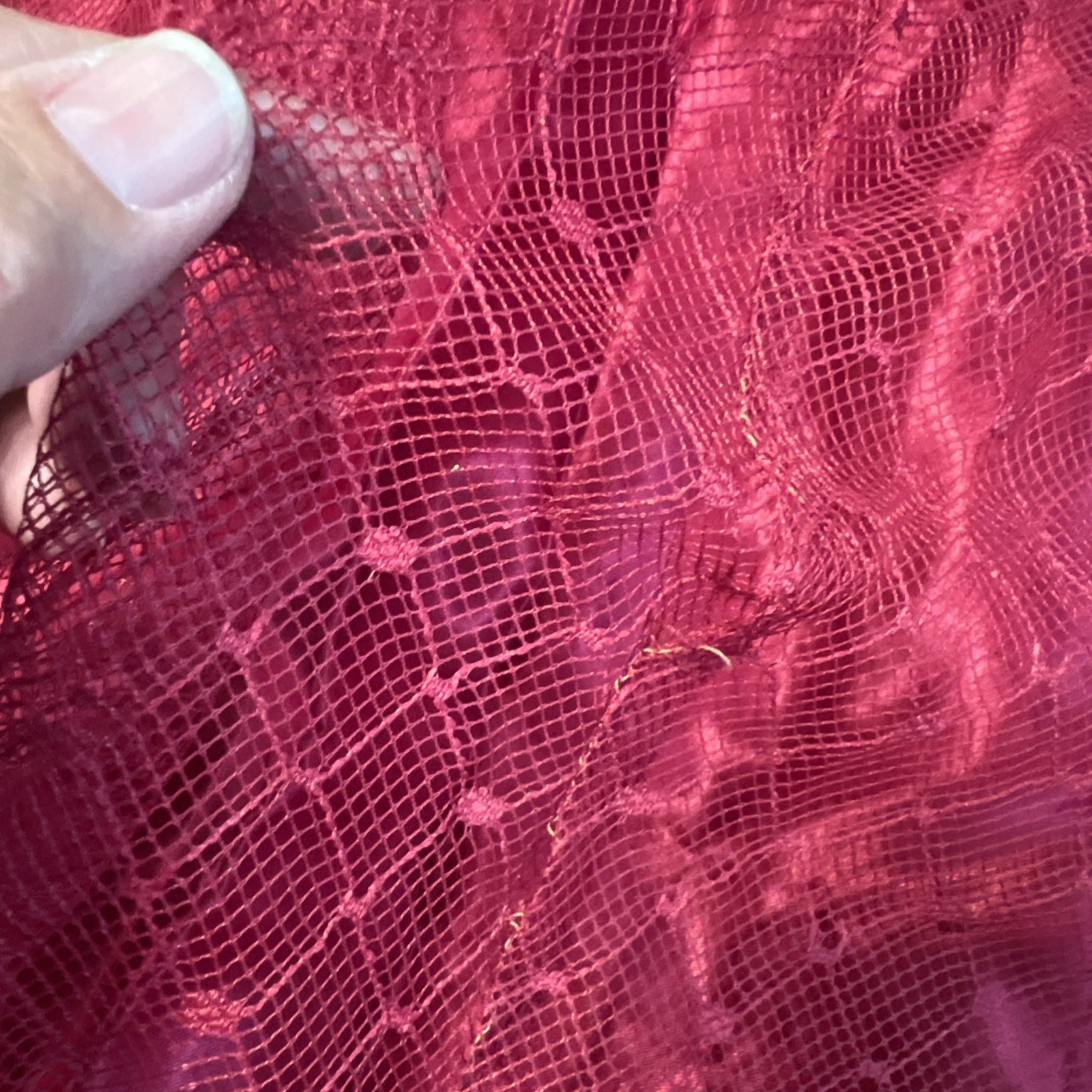 Vintage 1970s (?) Formal Burgundy Lace Over Satin Maxi Dress Junior Sz 13/14