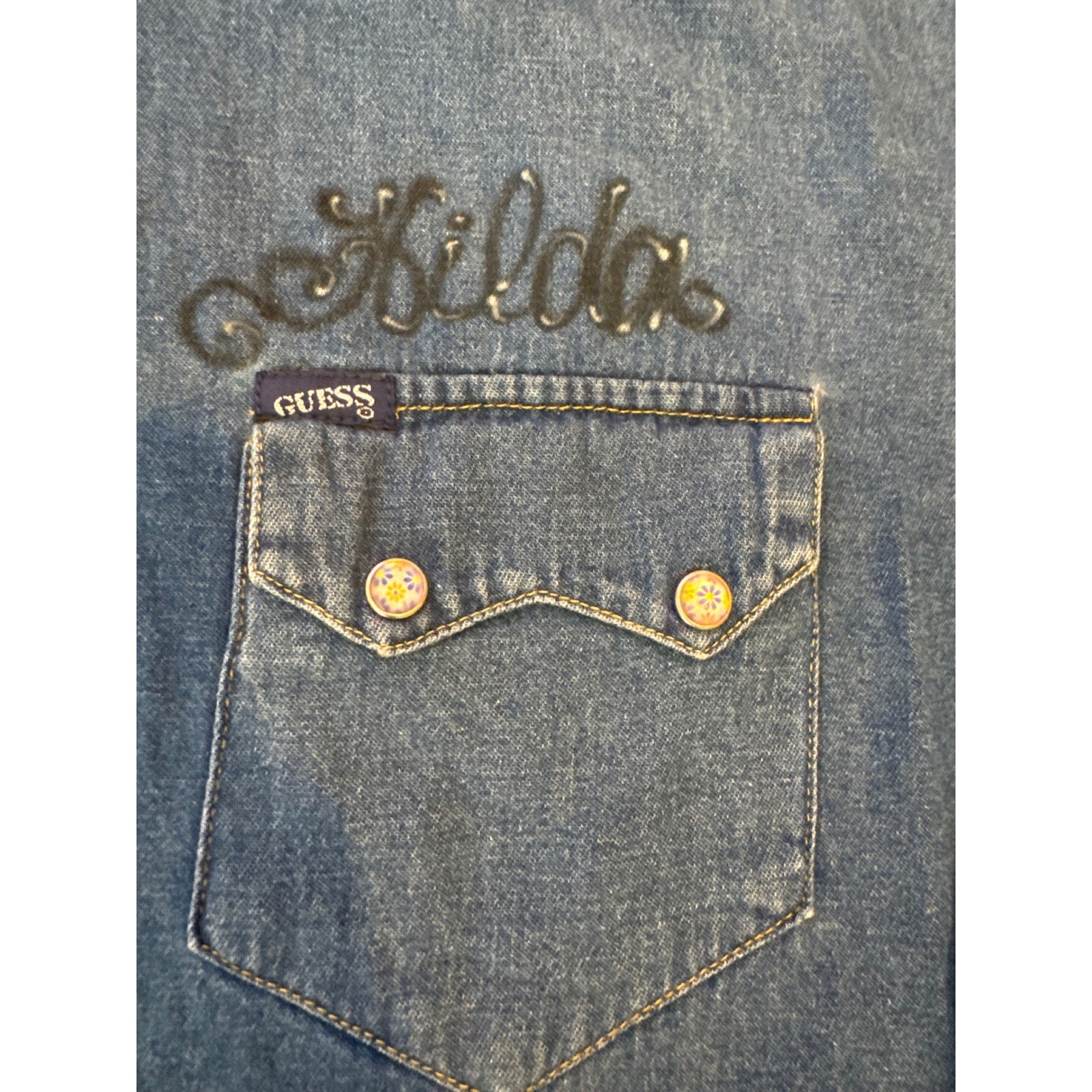 Vintage Guess Georges Marciano Denim Western Shirt 1990 Sturgis 50th Eagle 38