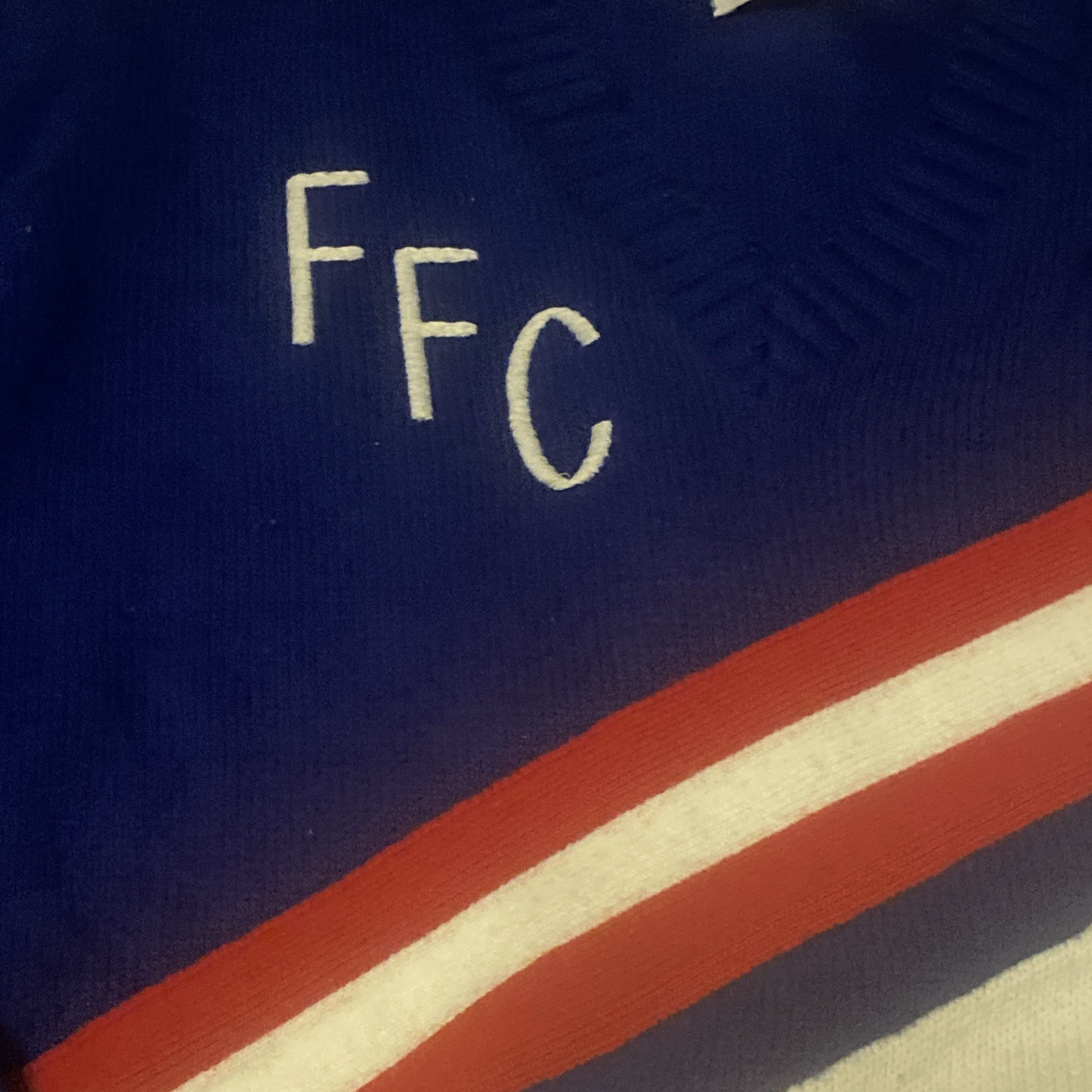VTG Varsity Brand Cheerleader Sweater Blue White Red FFC Trojans Sz 36 Rare Find