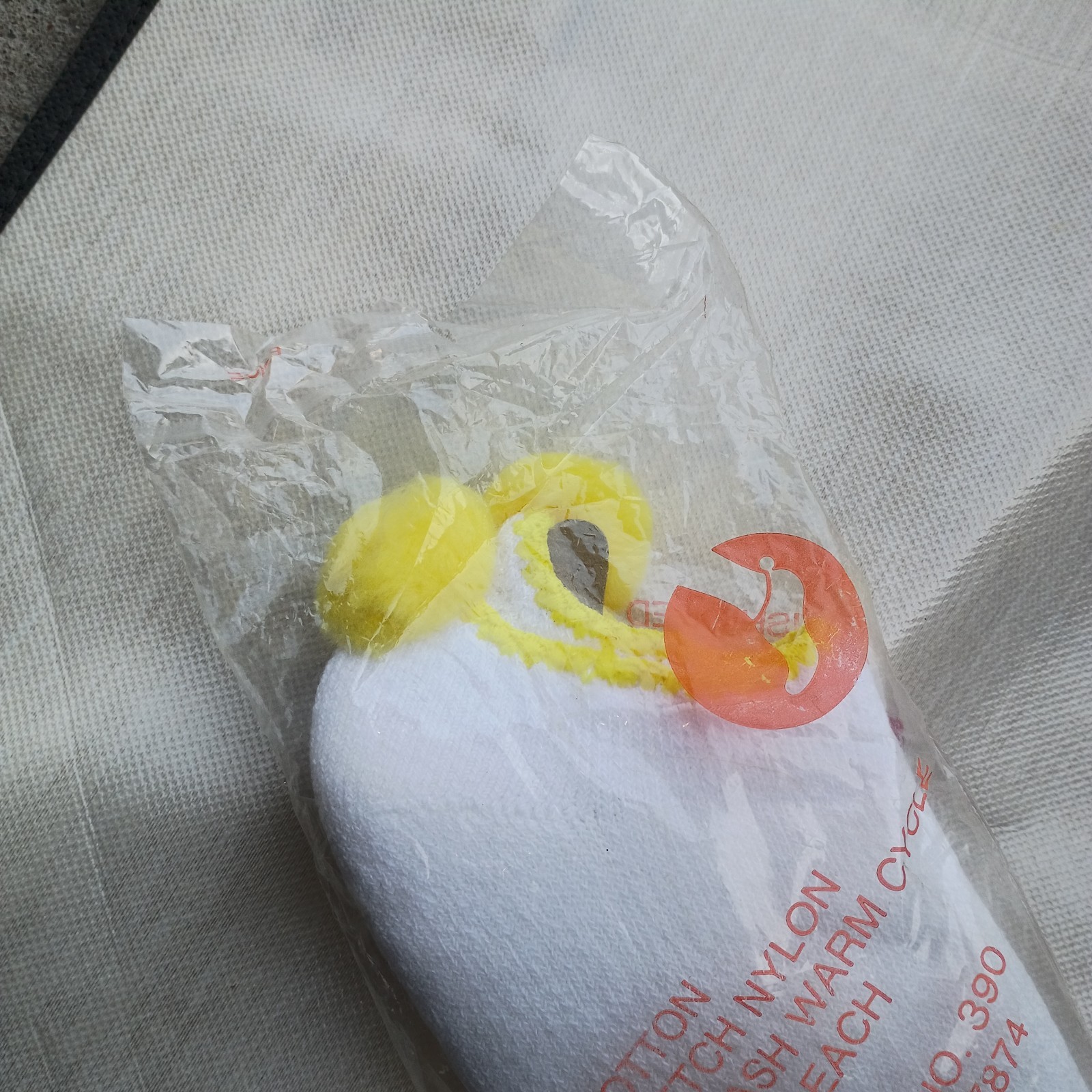 Vintage NOS Size 9-11 Ladies PomPoms Cushioned Sport Sock Yellow Poms 88% Cotton